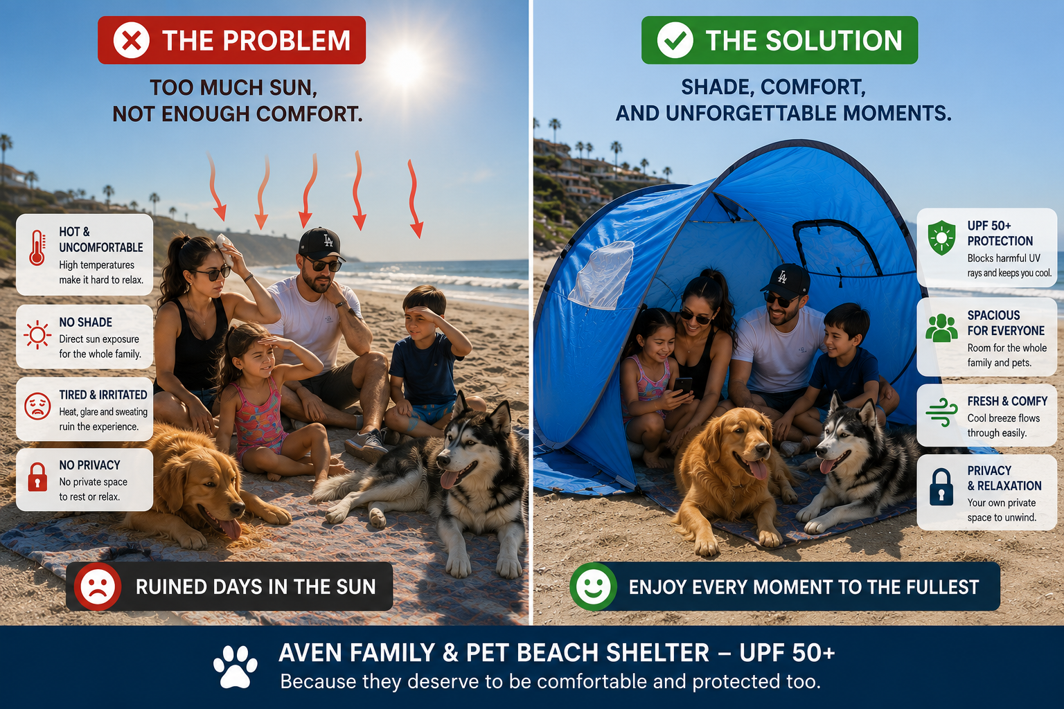 Aven™ Family & Pet Beach Shelter – UPF 50+