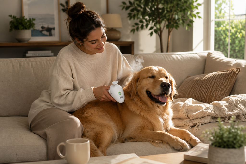 4-in-1 Steam Brush for Dogs & Cats.