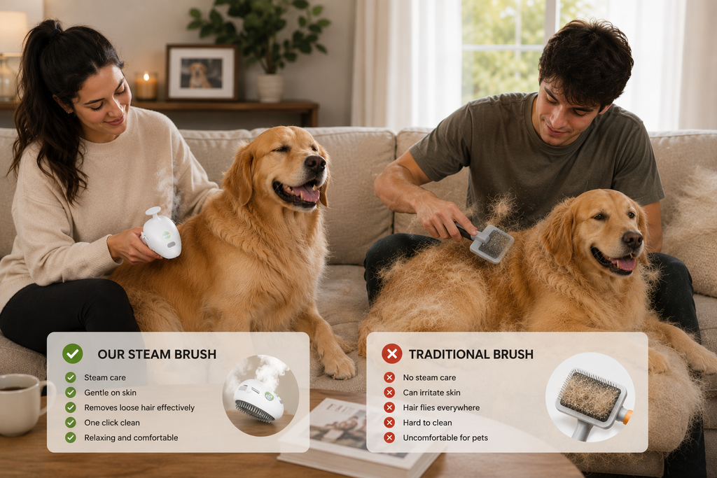 4-in-1 Steam Brush for Dogs & Cats.